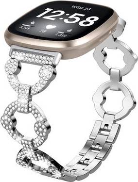 Fitbit Sense Versa 3 Rhinestone Watch Strap Silver