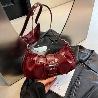 Shein Retro Punk Riveted Adjustable Shoulder Strap Tote Bag Large Capacity