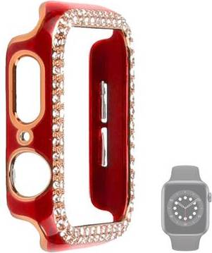 Apple Watch 44mm Dual Color Rhinestone Cover Red Rose Gold