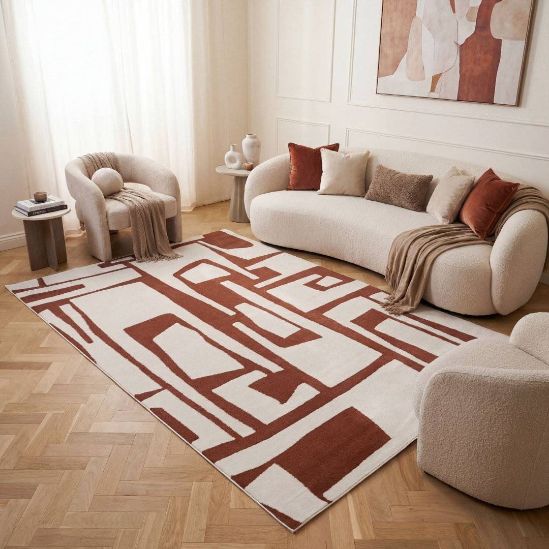 THE RUGS Loft Modern Abstract Area Rug Runner 200 x 290 cm White