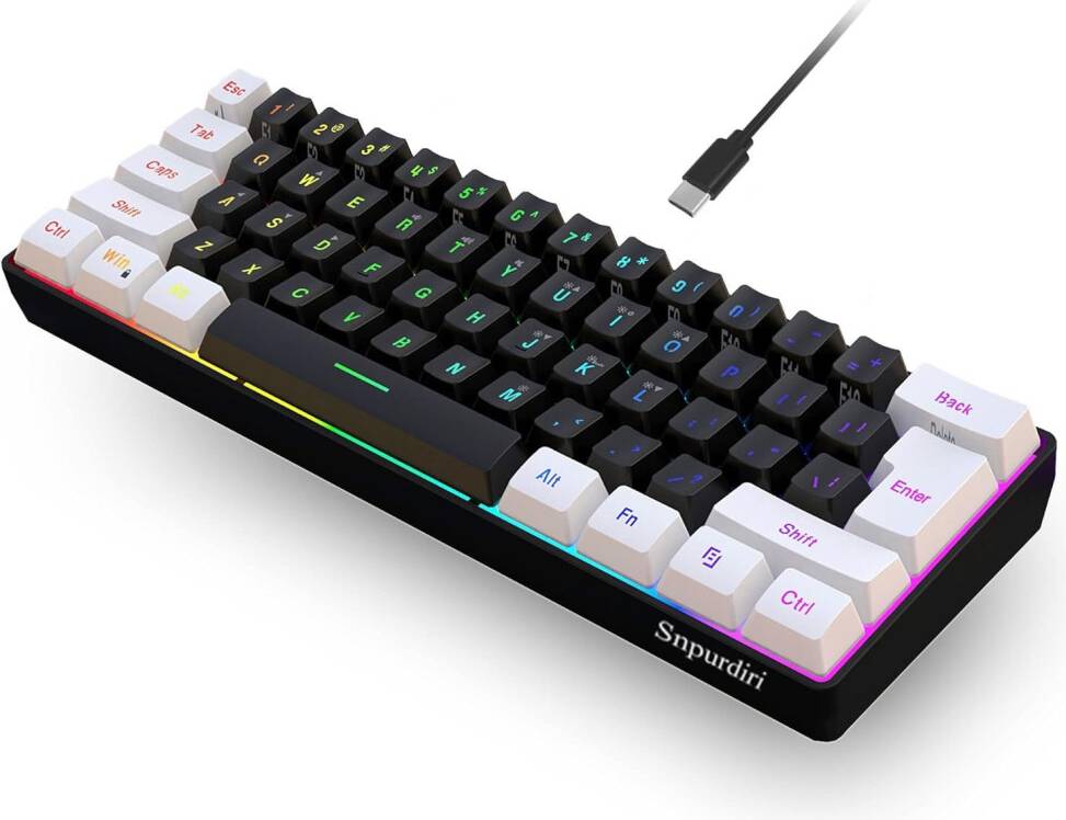 Snpurdiri 60% Gaming Keyboard RGB Backlit