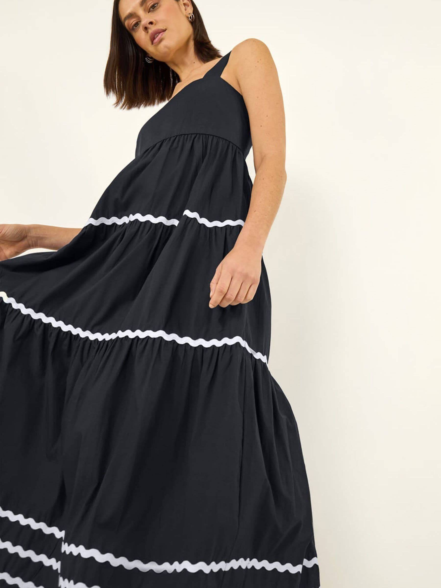 Roman Ric Rac Tiered Midi Dress - Blue