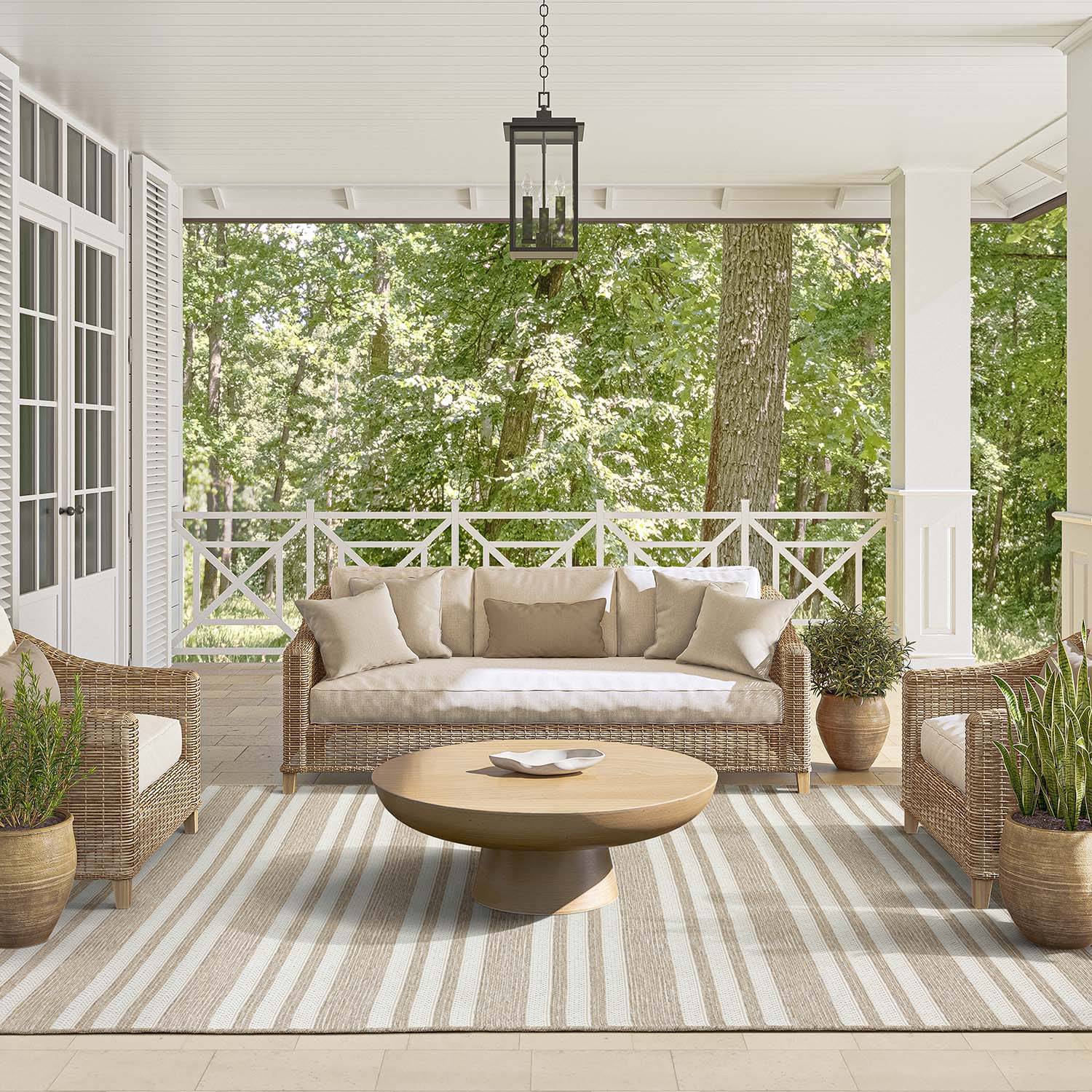 Polypropylene outdoor rugs Abani Rugs Ocean 5 x 8 Loomed Polypropylene Light Brown Rectangular Area Rug