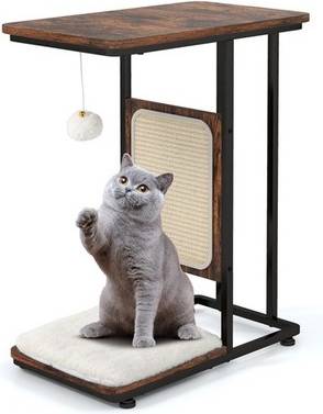 Brown cat tree Costway Cat Tree C Shaped Side Table Rustic Brown