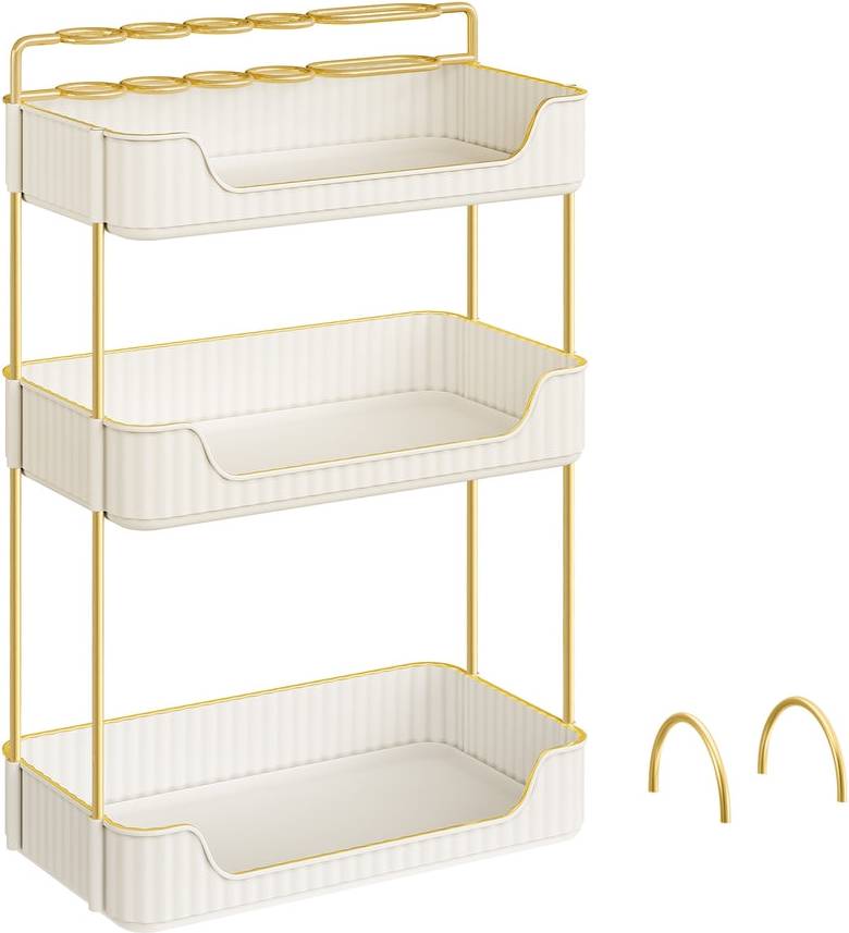 Makeup storage organizer Songmics Multi-Tier Rectangular Makeup Organizer Cloud White
