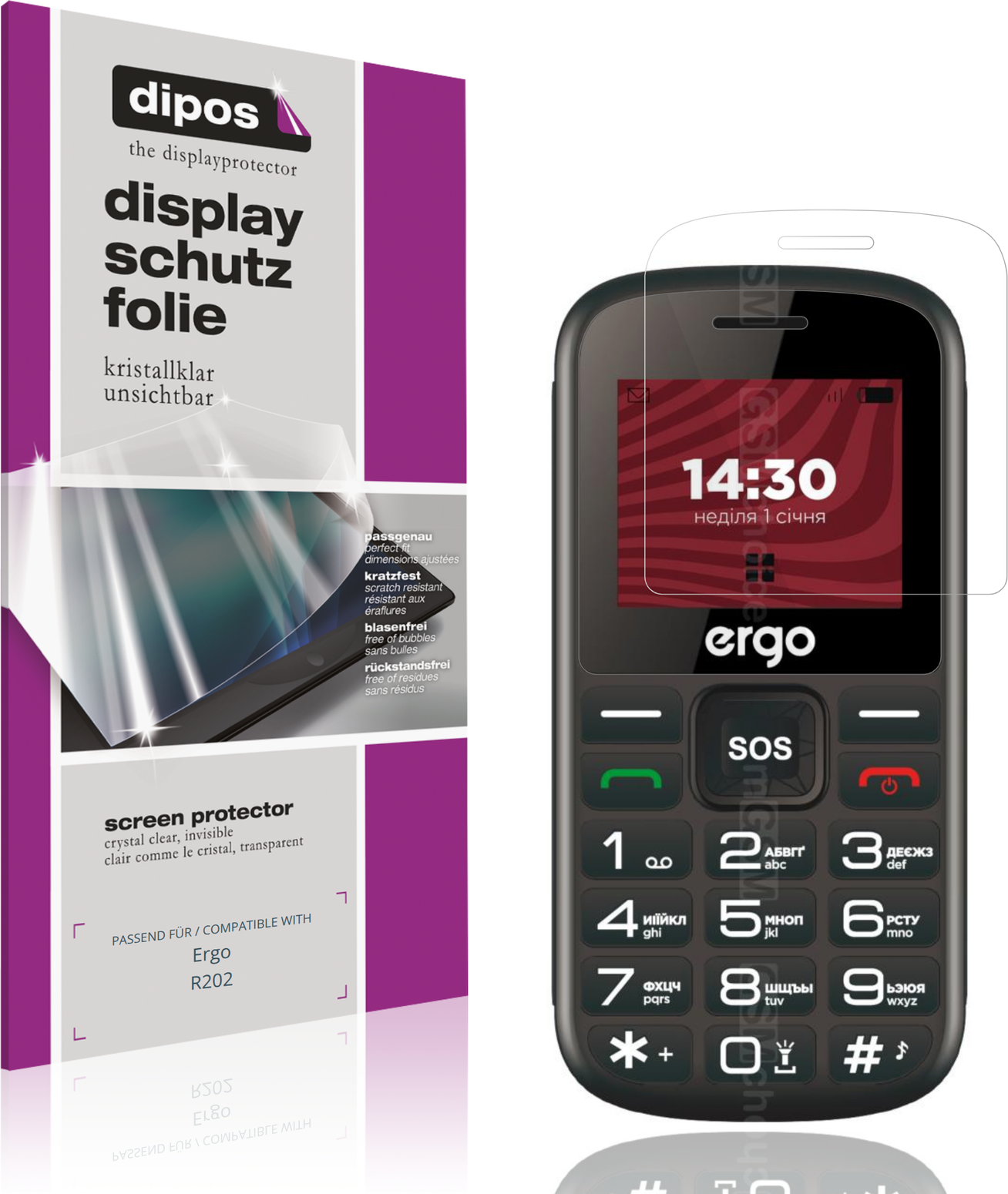 Dipos Screen Protector For Ergo R202 Crystal Clear 4x
