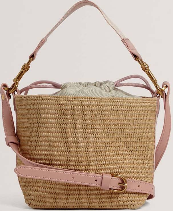 Ted Baker Raffia Drawstring Bucket Bag - Pink