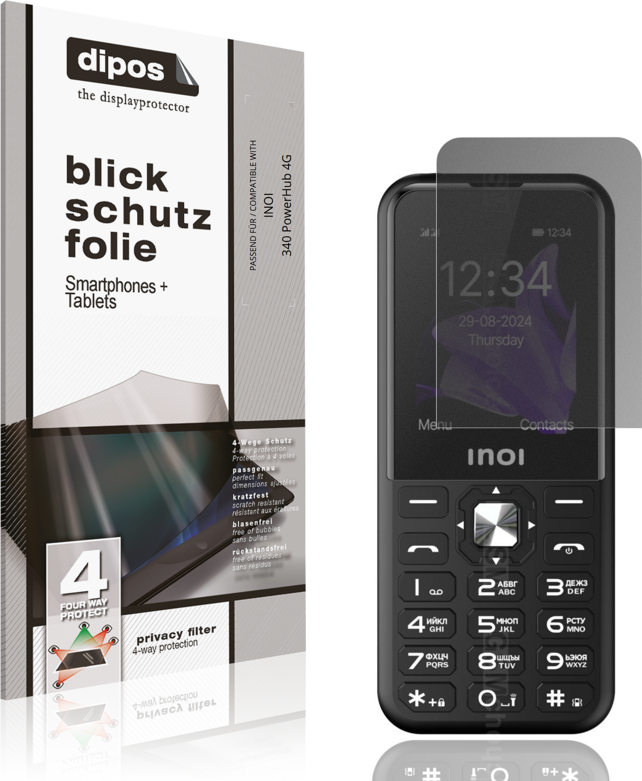 Dipos Inoi 340 Powerhub 4G Privacy Filter Screen Protector