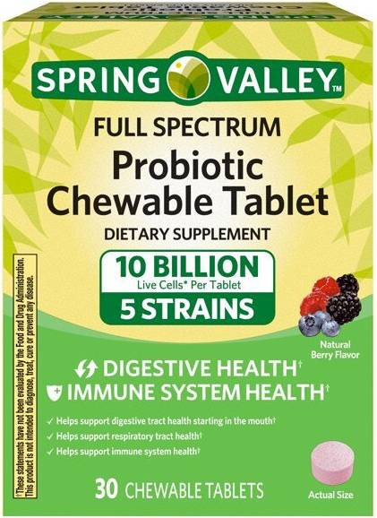 Spring Valley Full Spectrum Probiotic Chewable Tablet Ct 30 pcs