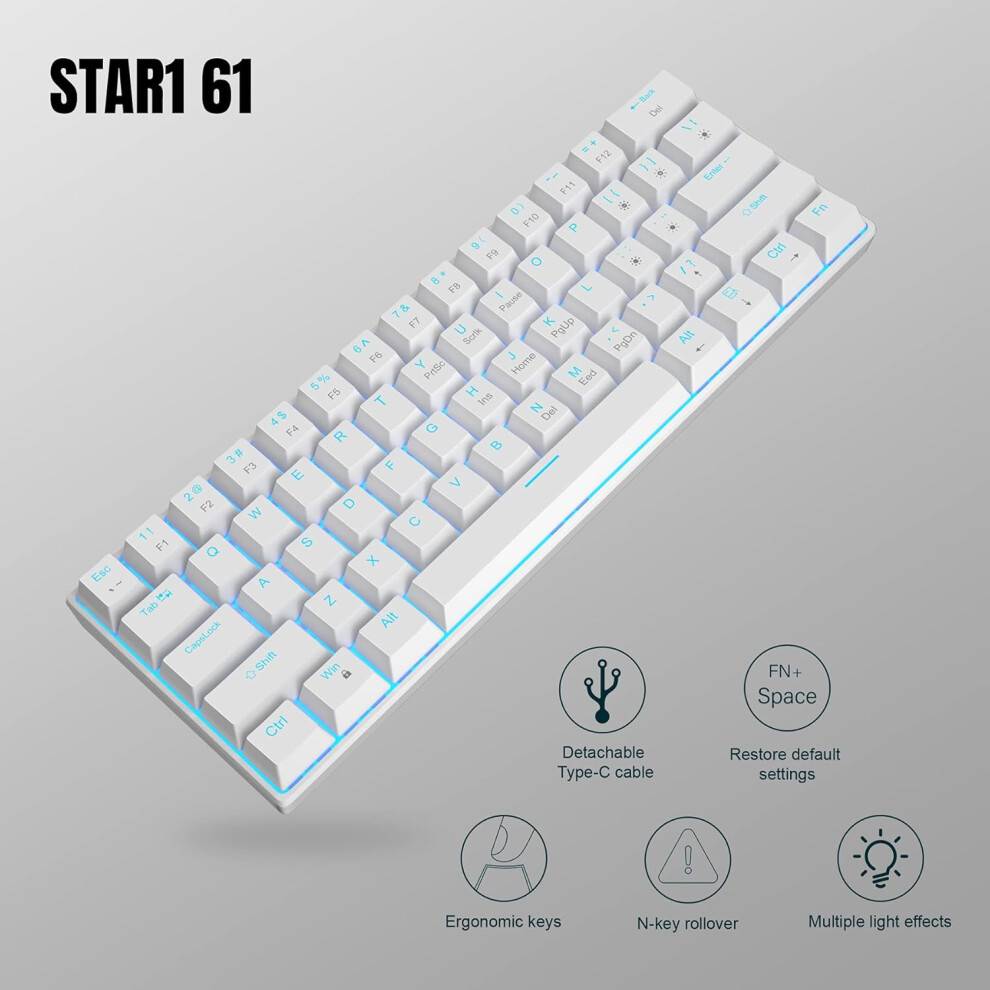 60 keyboard red 60% LED Backlit Gaming Keyboard USB-C