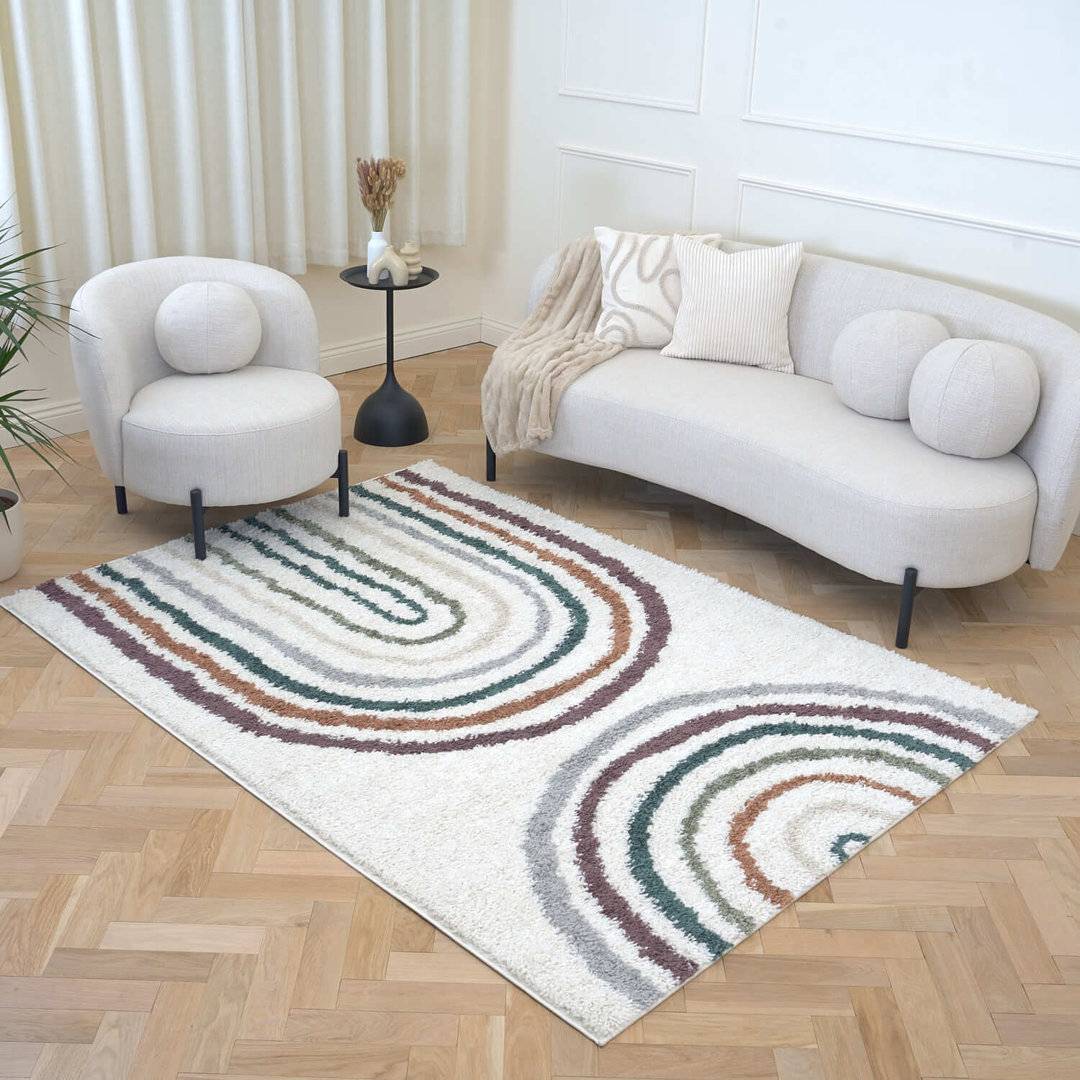 THE RUGS Moodi Modern Shaggy Area Rug Abstract Line 200 x 290 cm Multicolour