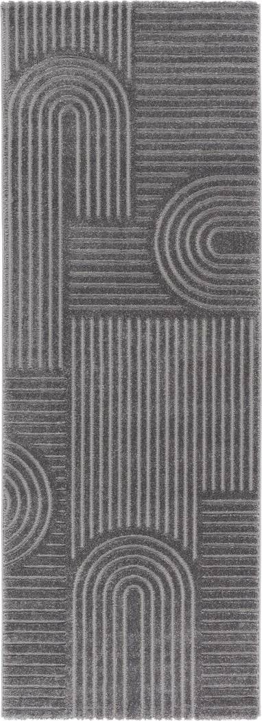 Ebern Designs Geometric Area Rug Polyester 2'7" x 7'2" Grey