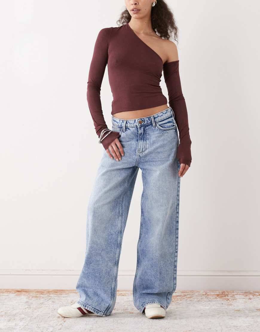 Mid-Rise Loose Straight Jeans - Blue