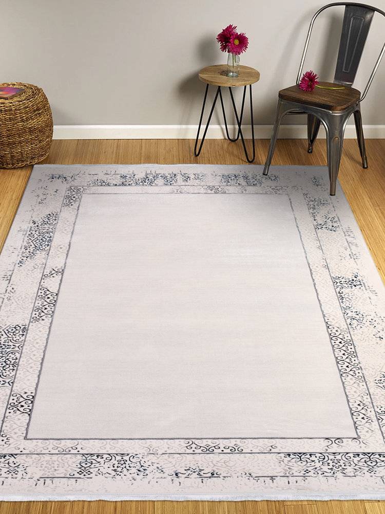 Ebern Designs Blue Bordered Area Rug Rectangle 3'11" x 6'6"