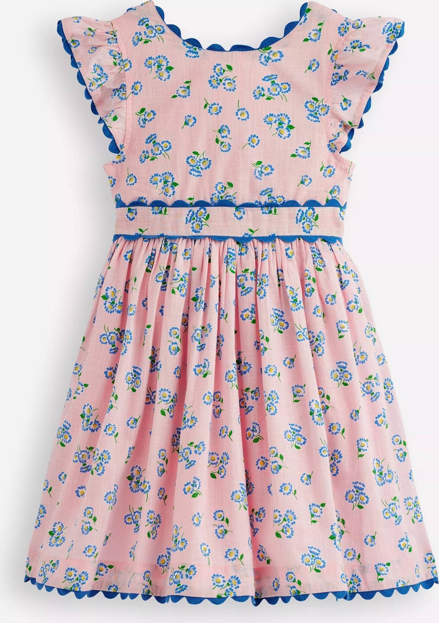 Boden Pink Ric Rac Trim Flutter Dress