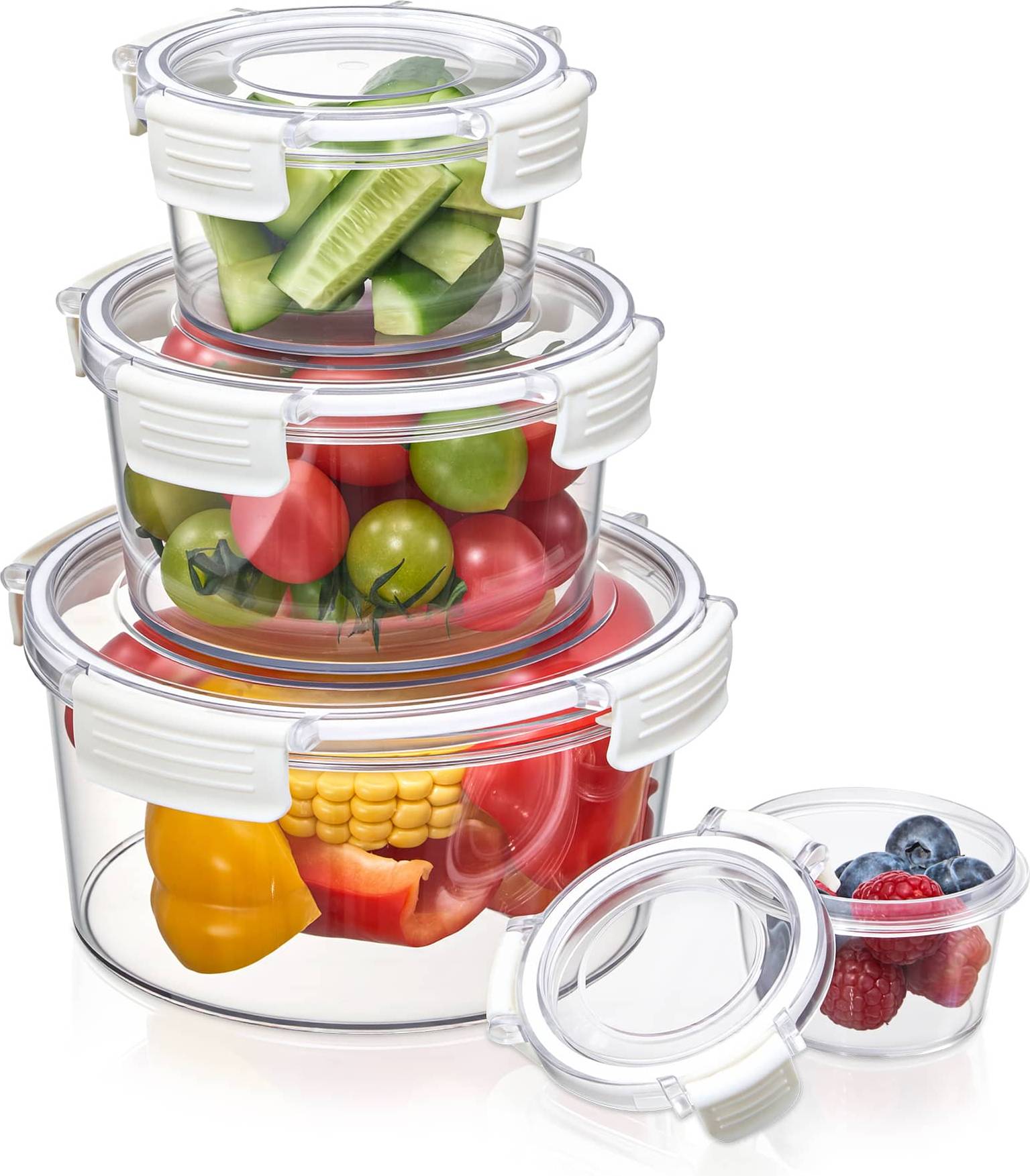 Plastic storage containers with lids Sorbus 4 Pack Nesting Round Plastic Storage Set Food Container 4pcs