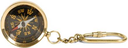 Compass Keychain Brass