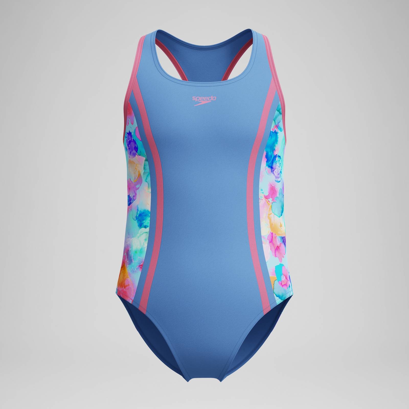 Speedo Printed Spliced Racerback Swimsuit - Blue