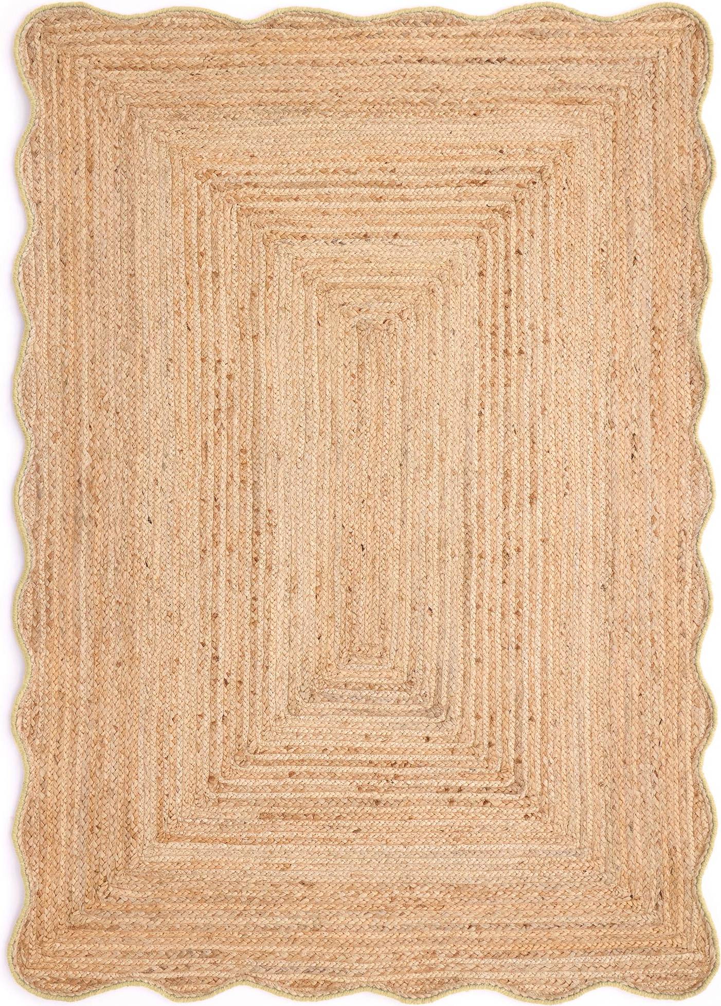 Hug Rug Jute Scalloped Edge Yellow