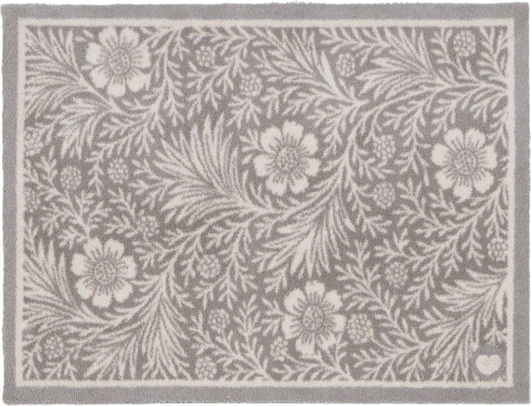 Hug Rug Soft Florals Washable Doormat Grey, White