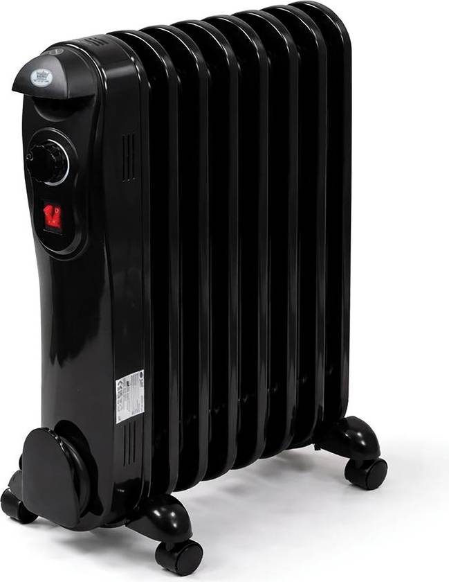 Oil Filled Radiator Black With Castors