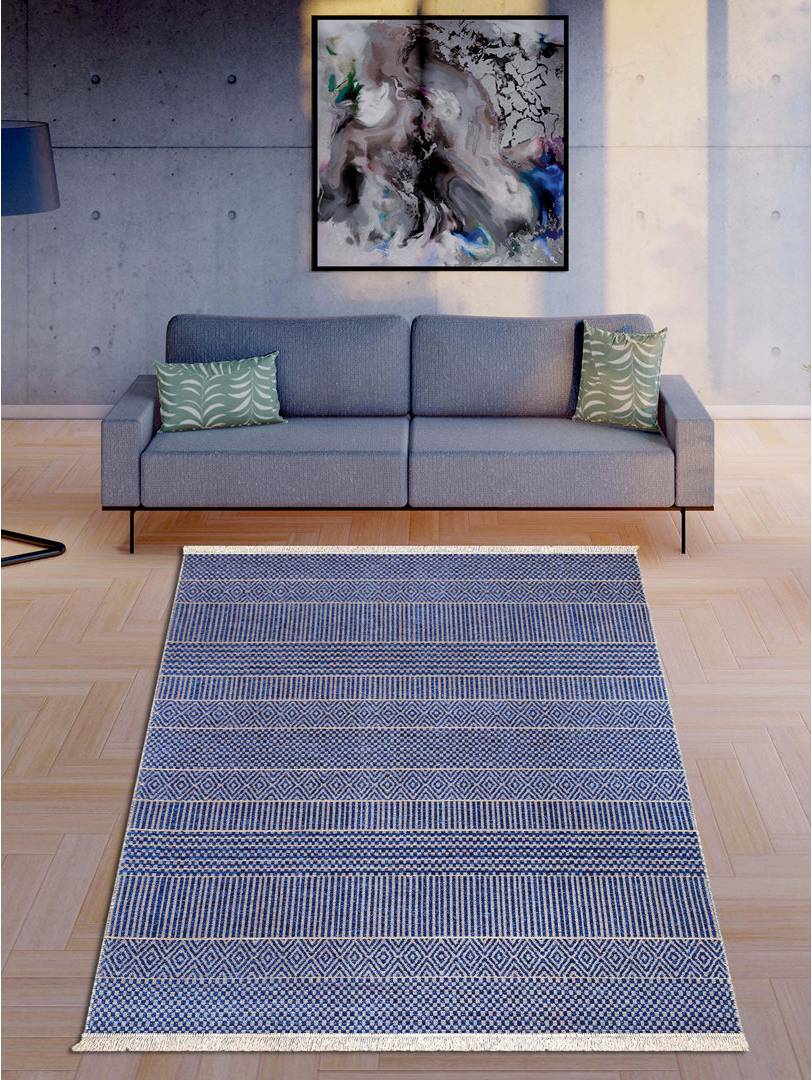 Ebern Designs Blue Geometric Area Rug Rectangle 200 x 290 cm