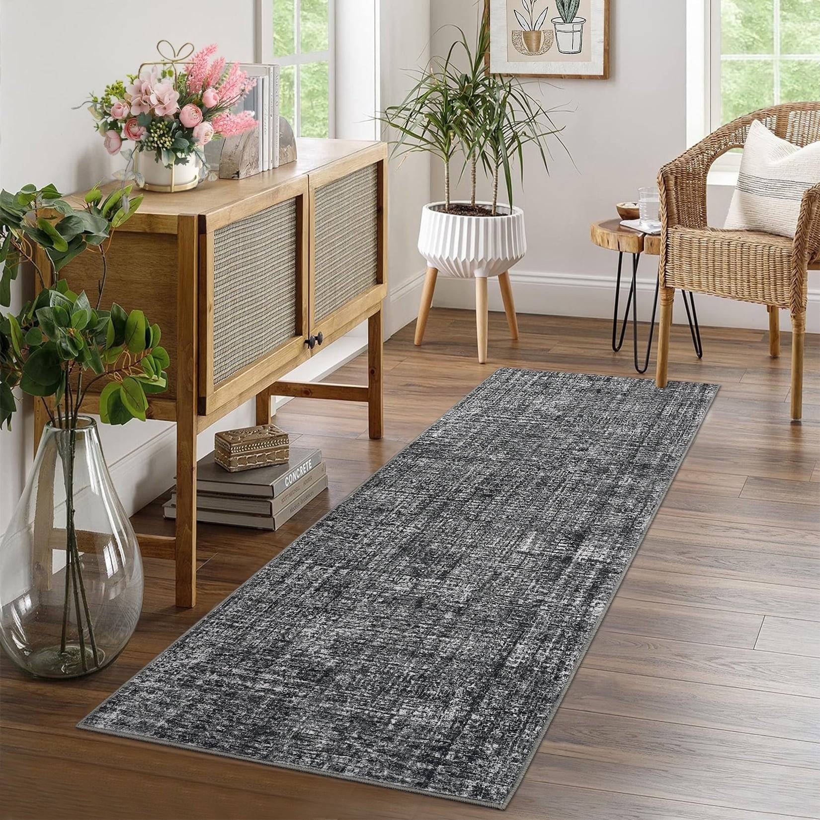 Gaomon 2x6 Solid Runner Rug Non-Slip Stain Resistant Gray