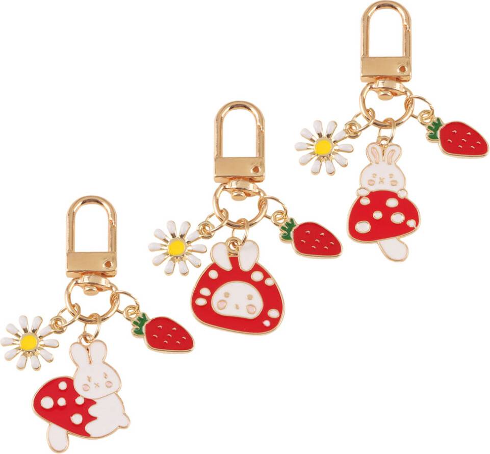 VILLCASE Lightweight Cartoon Rabbit Keychains Decorative Key Rings