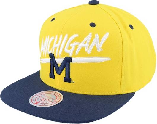 Mitchell & Ness College Gul Snapback Keps Michigan Wolverines Transcript Yellow/Navy