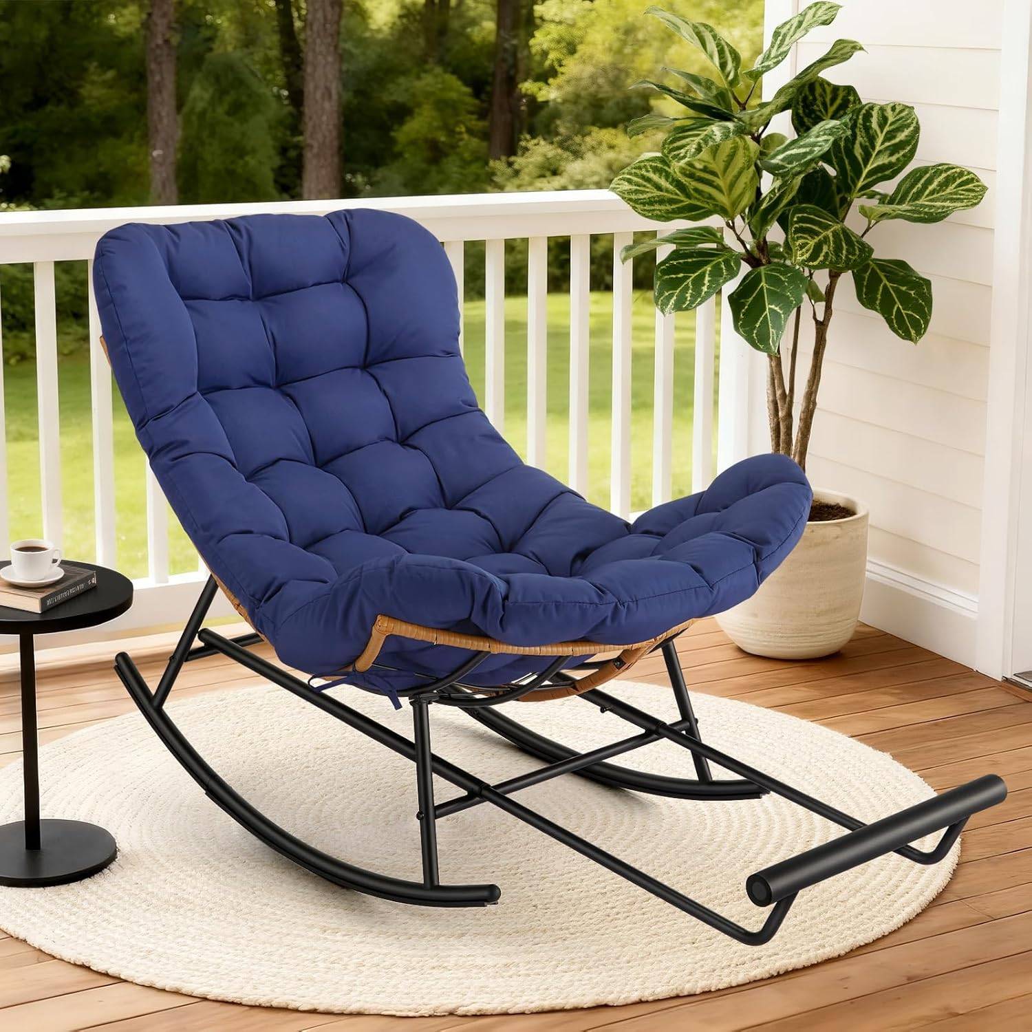 Papasan Garvee Papasan Rocking Chair Extendable Footrest