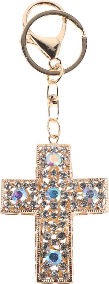 Totority Alloy Cross Keychain Rhinestone Charm