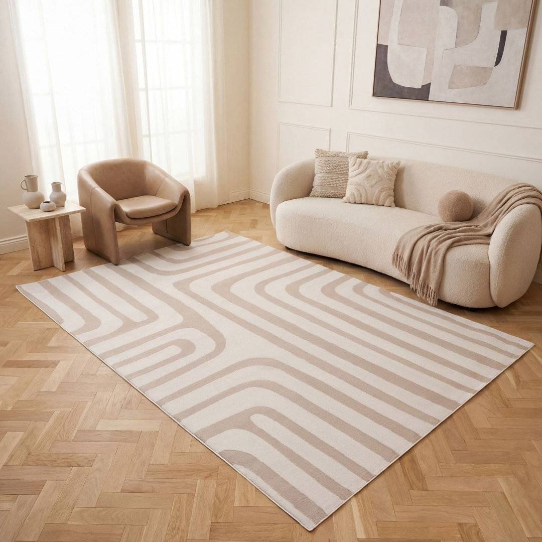 THE RUGS Loft Modern Curved Line Area Rug Runner Soft Pile 80 x 150 cm cm