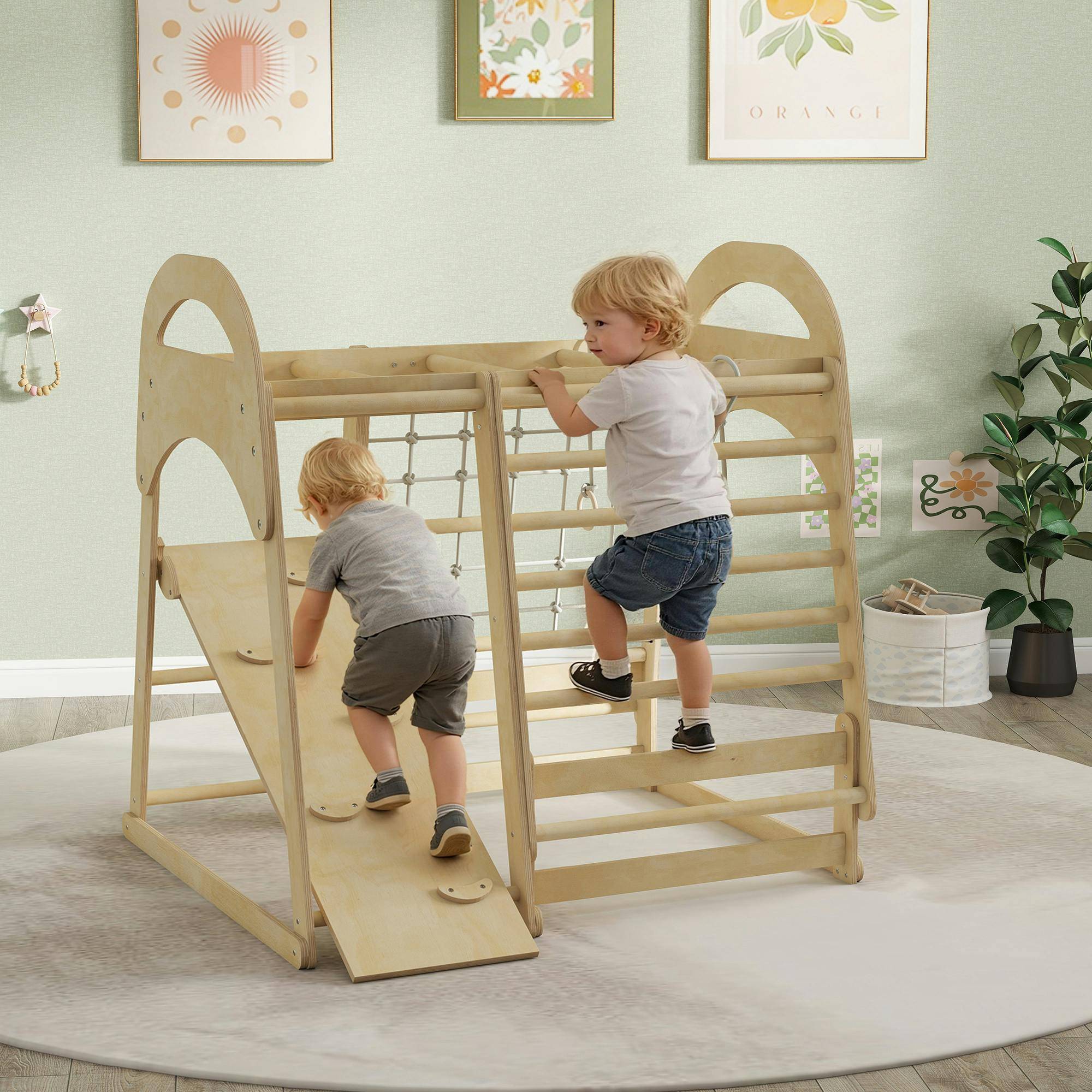 6 In 1 Kids Climbing Frame With Slide