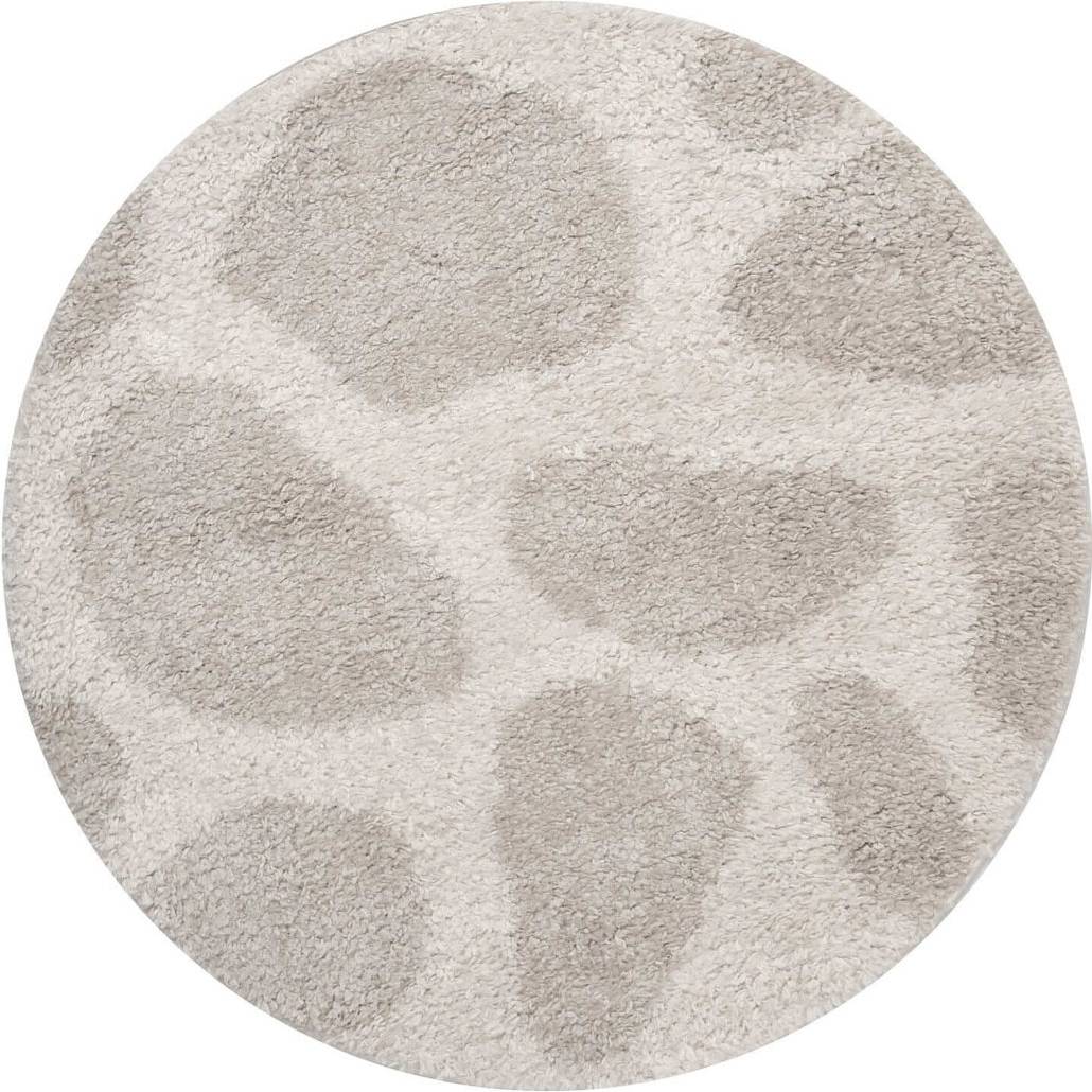 THE RUGS Moodi Modern Shaggy Area Rug Abstract Pebble Design Round 120 cm Beige