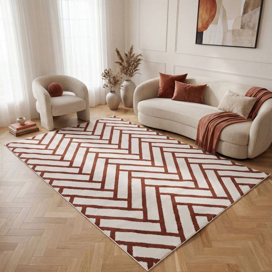 THE RUGS Loft Modern Chevron Area Rug Runner 200 x 290 cm White