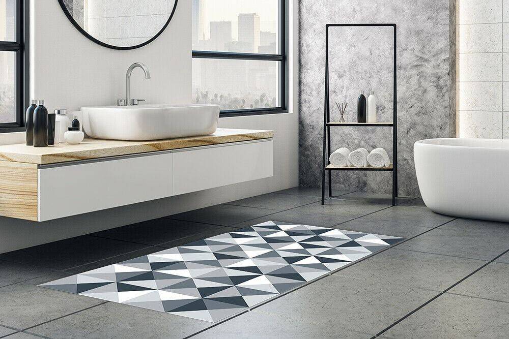 Walplus Abstract Geometric Pattern Ash Color Palette Rug Mat 120 x 60 cm Grey