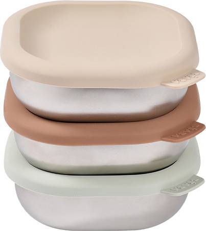 Beaba Cajas Multiusos Acero Inoxidable Natural Set Recipientes de comida