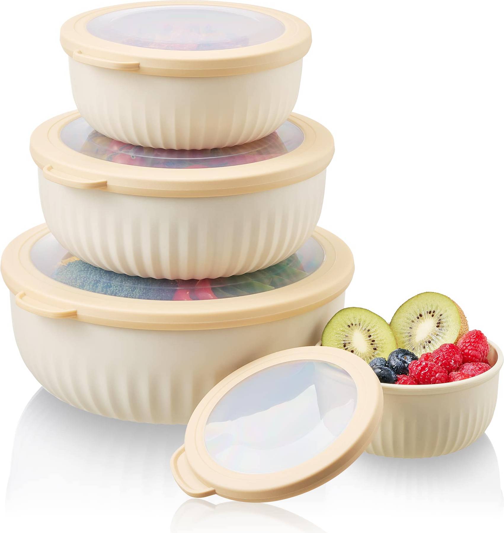 Plastic storage containers with lids Sorbus 4-Pack Round Stackable Airtight Storage Containers with Lids Food Container 4pcs
