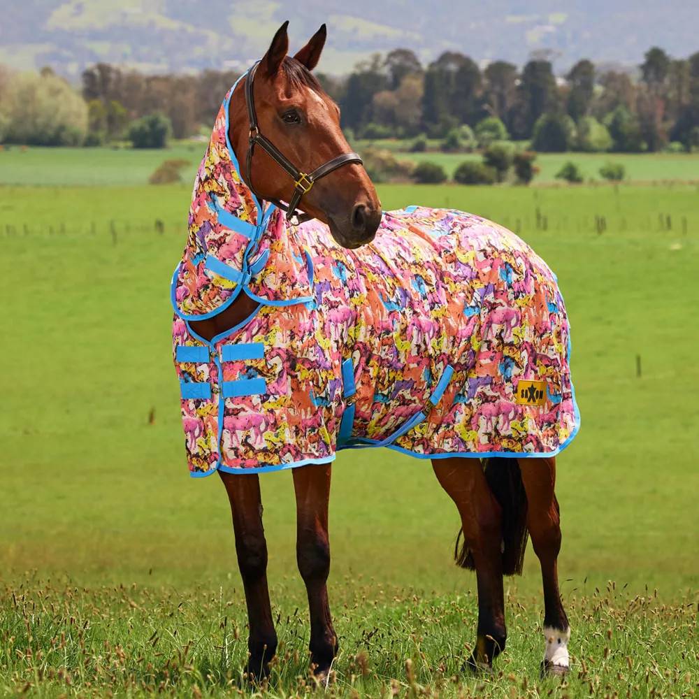 Saxon Mesh Combo Neck Fly Rug - Technicolour