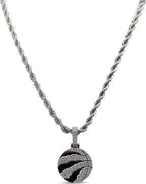 GLD Toronto Raptors 14K White Gold Logo Pendant Rope Chain