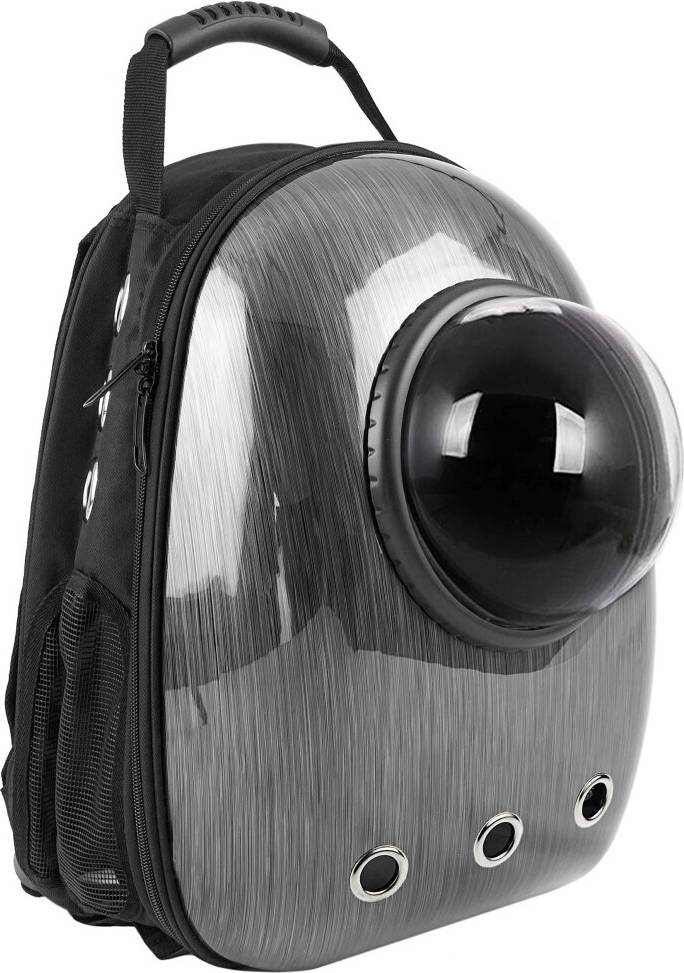 PrimeMatik Backpack Transport Pets Cat Dog Rigid Plastic Grey