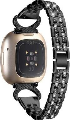 Fitbit Sense Versa 3 Rhinestone 5-Bead Metal Strap