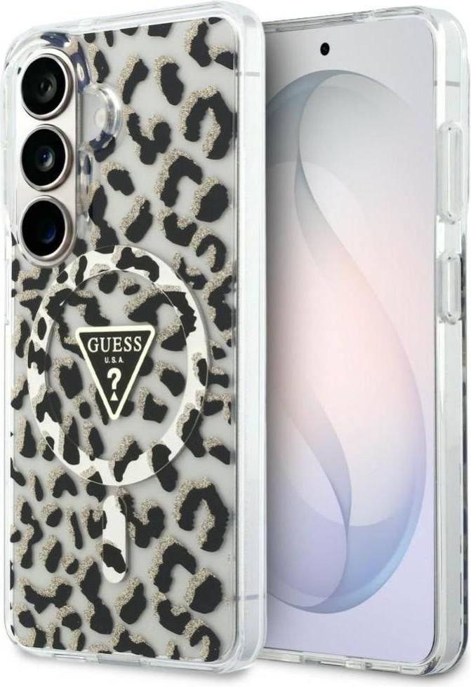 Guess Leopard Print Triangle MagSafe Case Samsung Galaxy S26