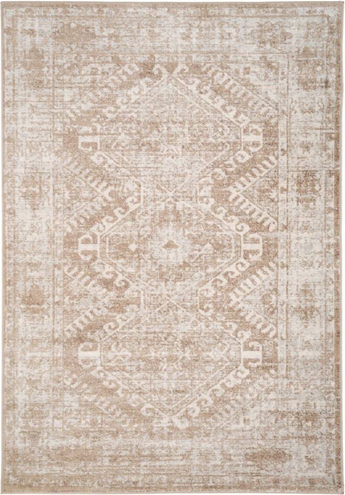 Kukoon Neutral Bordered Geometric Rug 110 x 60 cm Beige