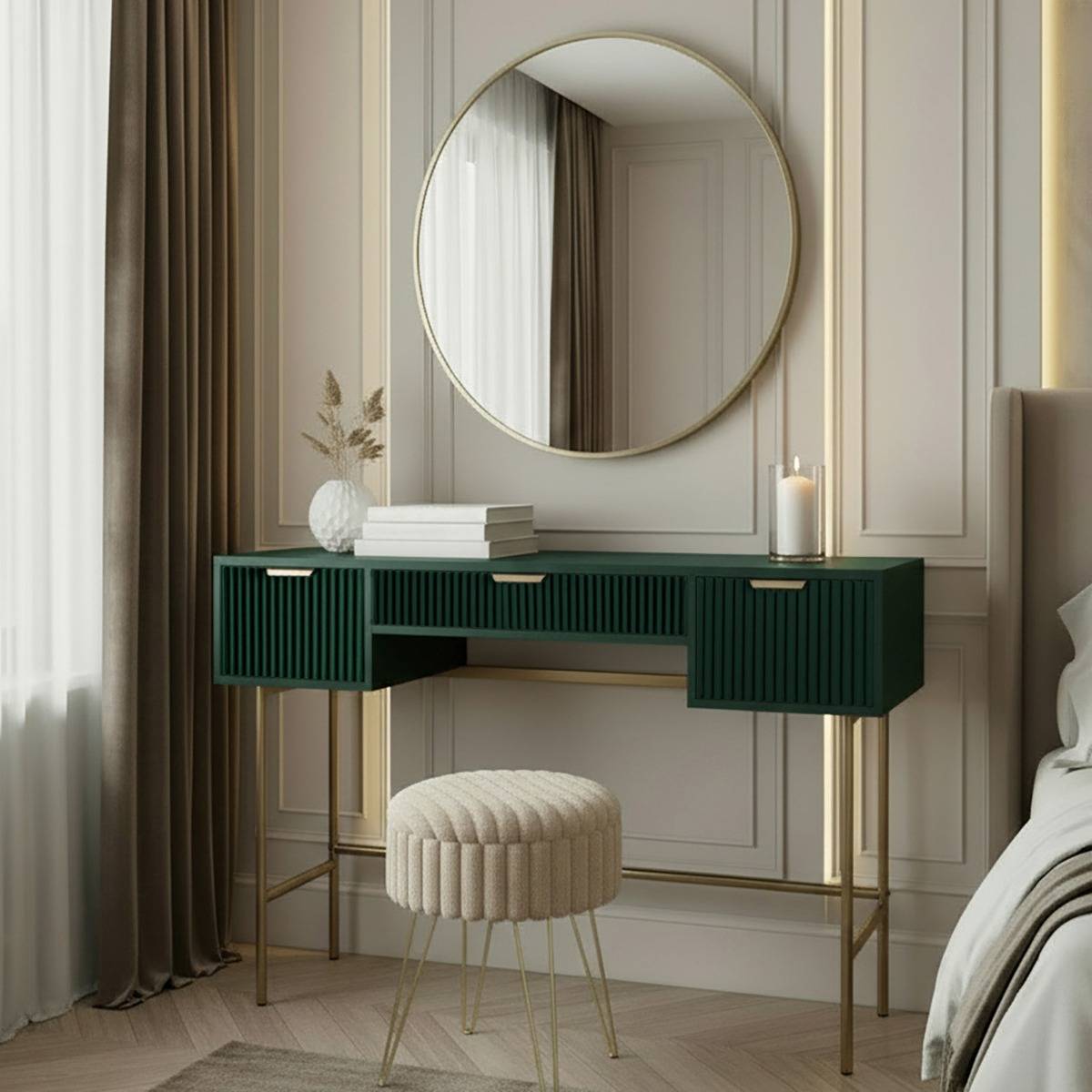 OHS Ribbed Deep Forest Green Dressing Table