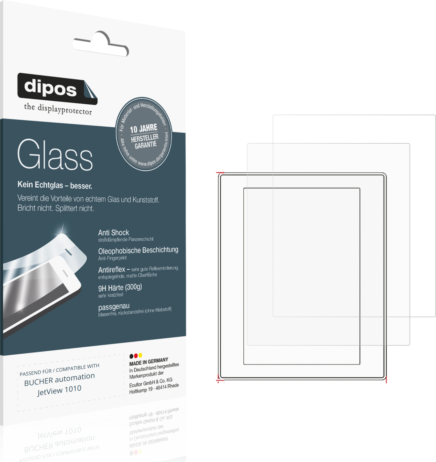Dipos Screen Protector For Bucher Automation Jetview 1010