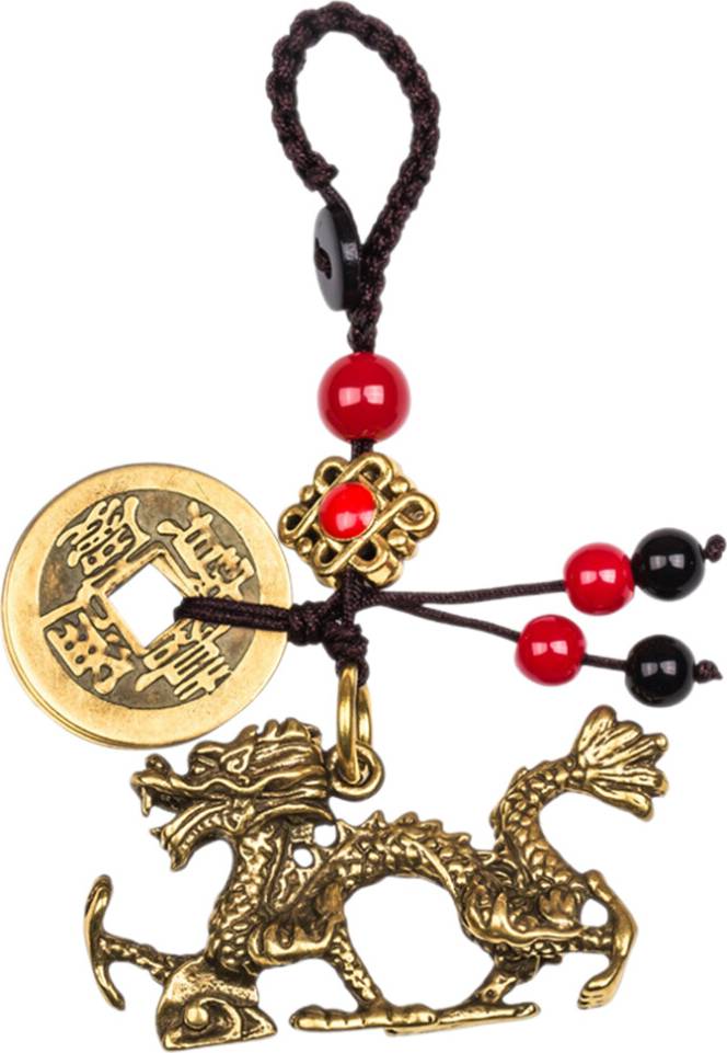 Inoomp Assorted Color Brass Dragon Keychain Creative Key Ring