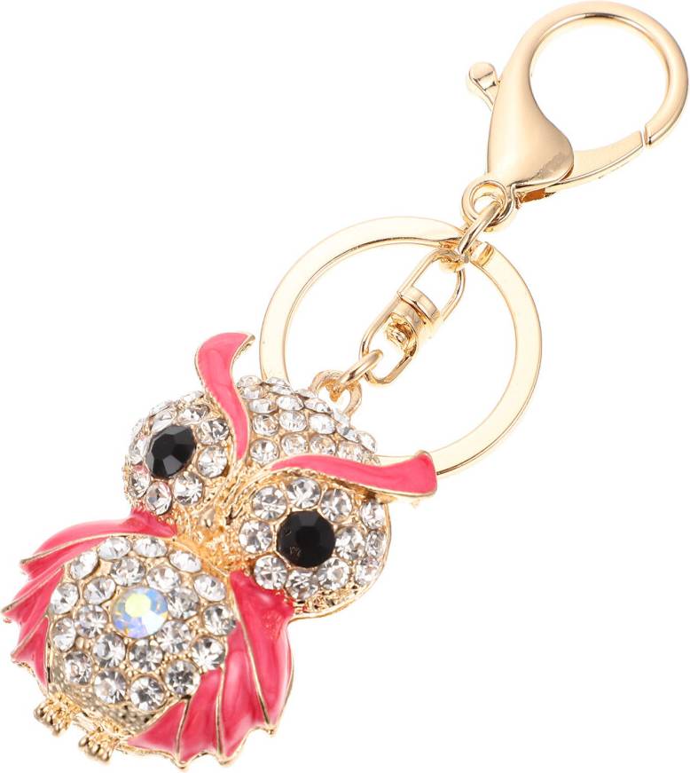 Totority Owl Shaped Keychain Rhinestone Inlaid Pendant