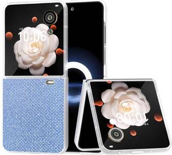 Honor Magic V Flip Rhinestone Texture Hybrid Case Blue