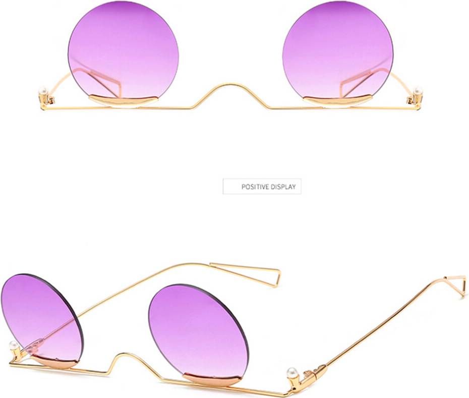 Ohphcall Rimless Round Metal Sunglasses Photo Props